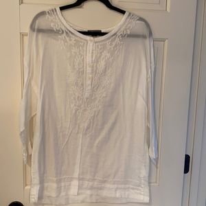 Vince 3/4 sleeve embroidered tunic top